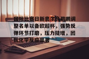 Kaiyun中国官网-关于国际比赛日新奥尔良鹈鹕调整名单以备欧超杯，强势反弹环节打磨，压力陡增，团队化学反应显著的信息